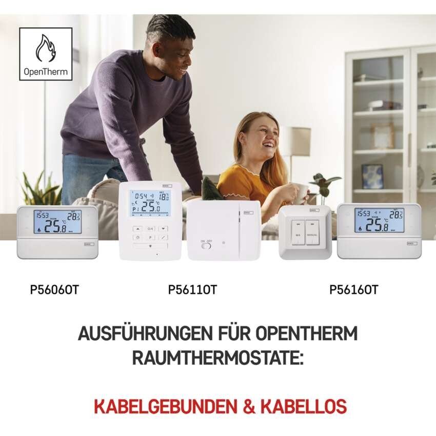 OpenTherm Raumthermostat P5616OT, programmierbar, kabellos