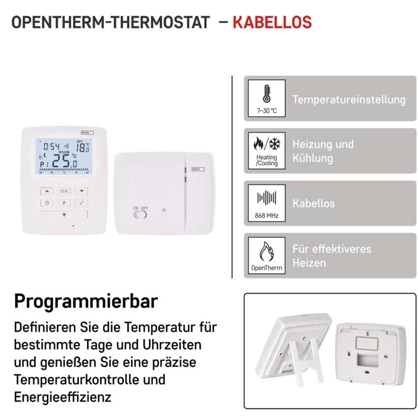 OpenTherm Raumthermostat P5611OT, programmierbar, kabellos