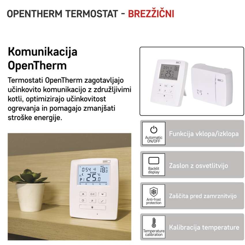 Sobni brezžični OpenTherm termostat P5611OT s programiranjem