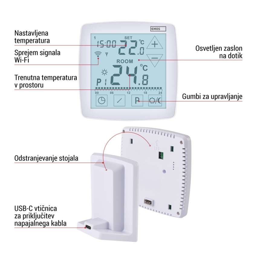 Sobni brezžični WiFi GoSmart termostat P56S11 s programiranjem