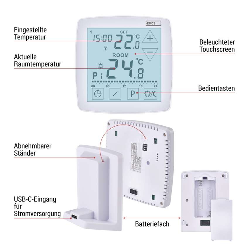 OpenTherm Raumthermostat P56A11, programmierbar, kabellos