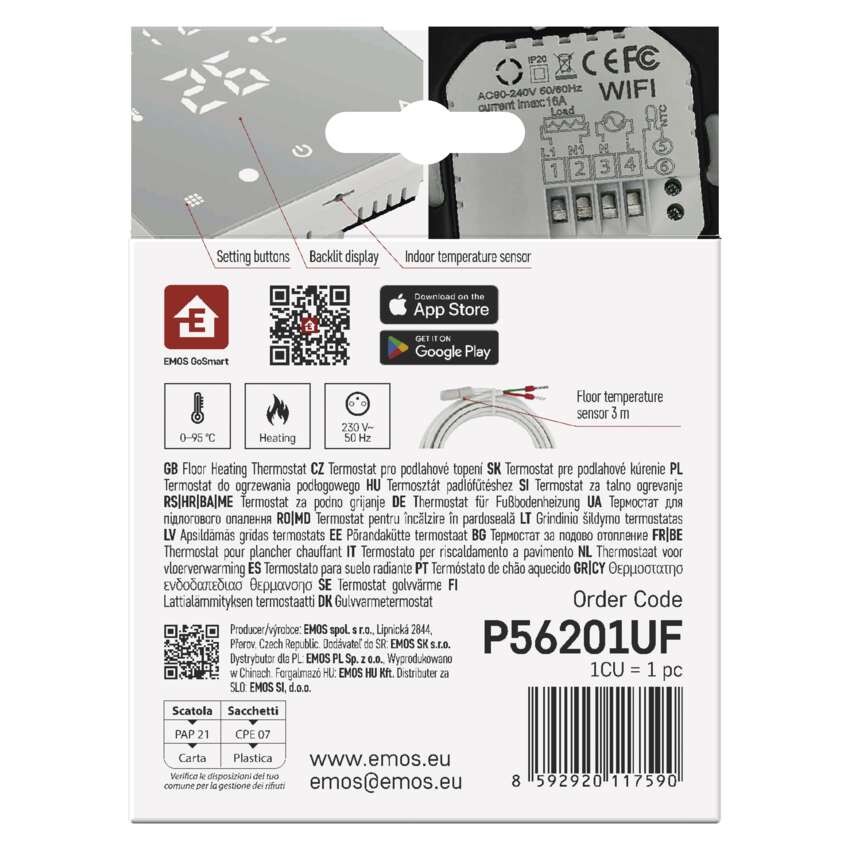 GoSmart Fußbodenheizung-Thermostat P56201UF mit WiFi, programmierbar, verkabelt