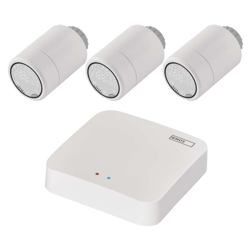 Zestaw GoSmart: 3x cyfrowa głowica termostatyczna P5630S ZigBee, 1x ZigBee bramka