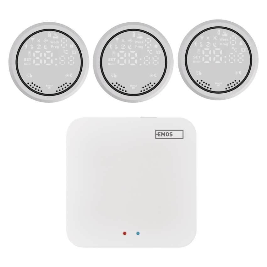 Zestaw GoSmart: 3x cyfrowa głowica termostatyczna P5630S ZigBee, 1x ZigBee bramka