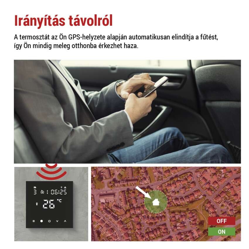 GoSmart Programozható vezetékes termosztát padlófűtéshez WiFi-vel P56201BUF
