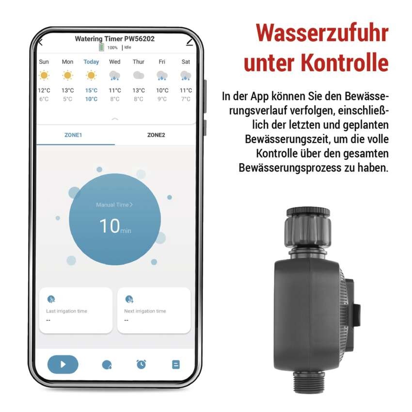 GoSmart Bewässerungsuhr, Bluetooth 5.0, 2 Wege