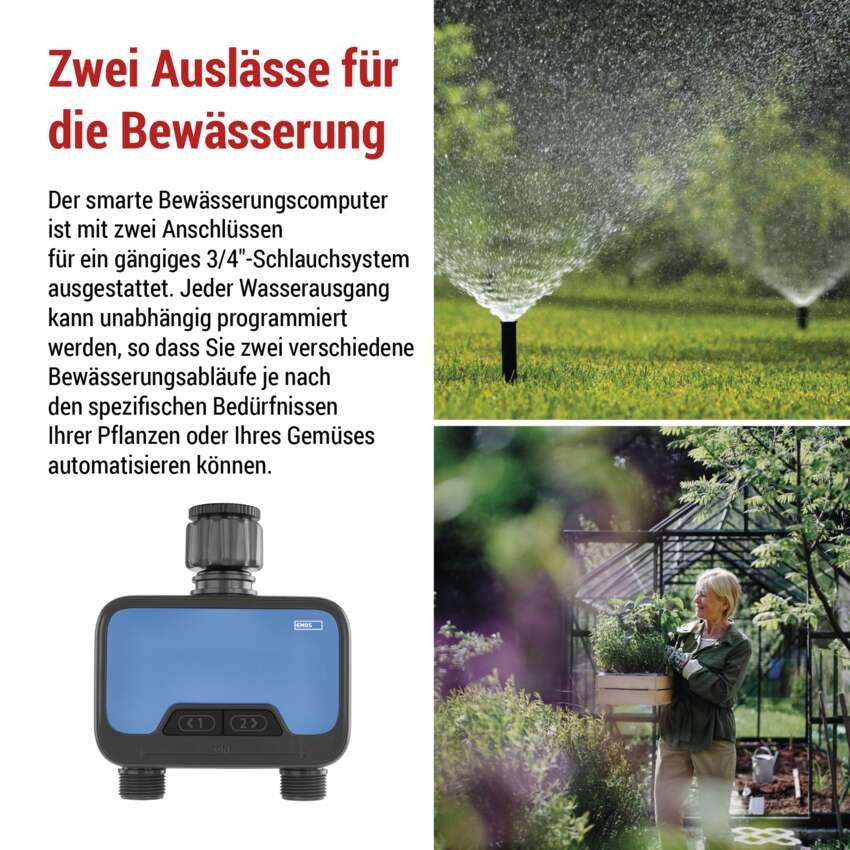 GoSmart Bewässerungsuhr, Bluetooth 5.0, 2 Wege