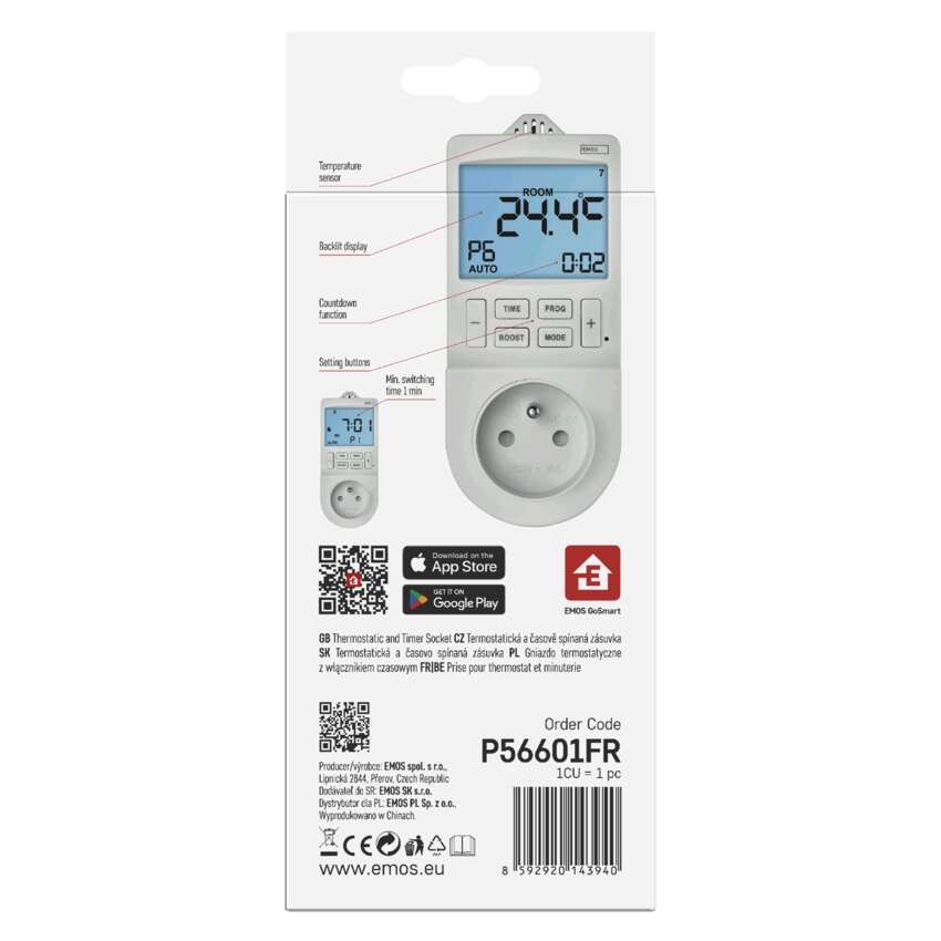 GoSmart Termostat do zásuvky s funkciou digitálneho časovača 2v1 s WiFi