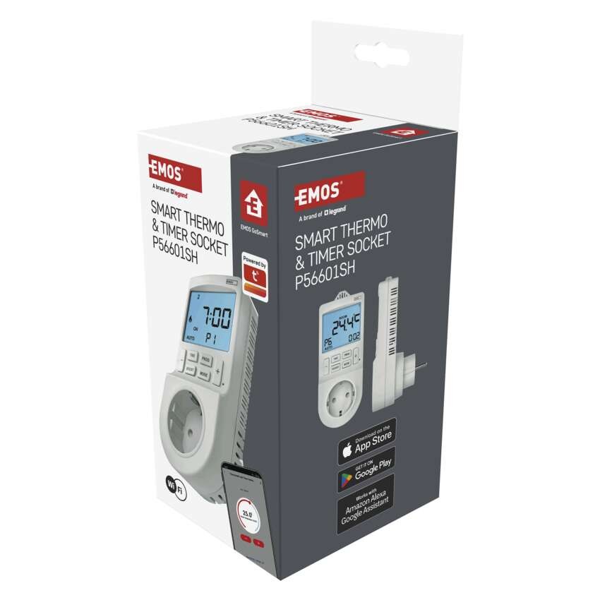 GoSmart 2 az 1-ben konnektoros, digitális termosztát időzítő funkcióval, schuko, WiFi