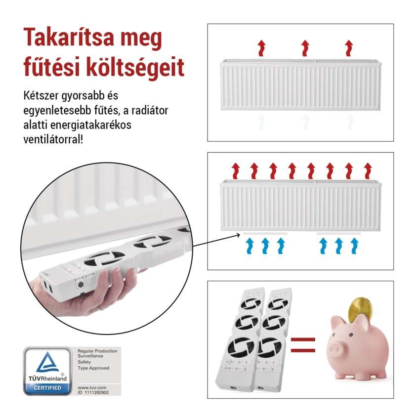 Radiátor fűtéserősítő ventilátor szett - DUO, fehér
