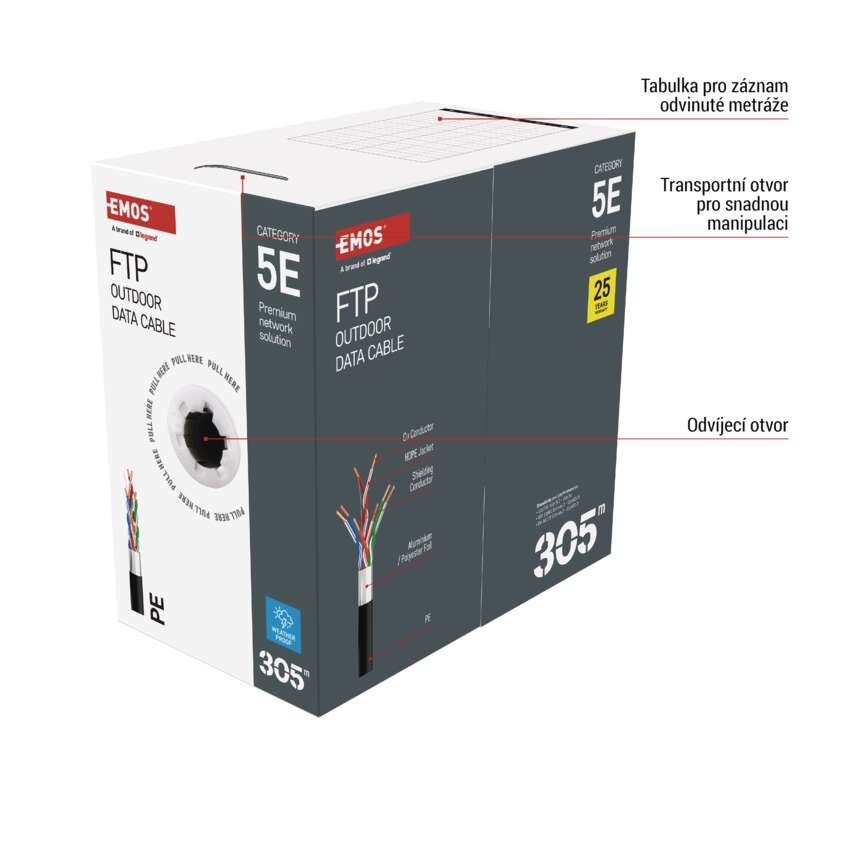 Datový kabel FTP 5E, outdoor, 305m