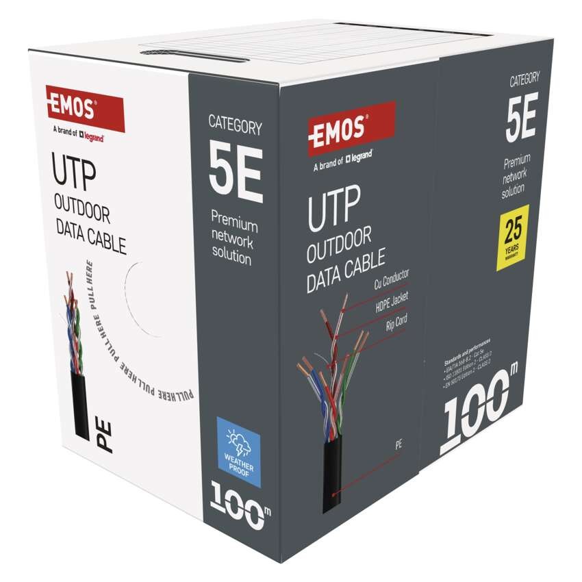 EMOS UTP kábel CAT 5E , outdoor, 100m
