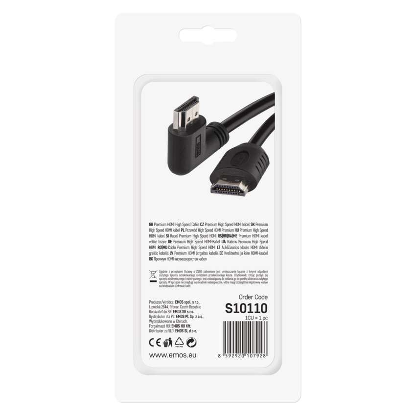High Speed HDMI Kabel 2.0 A Stecker – A Stecker 90° 1,5m
