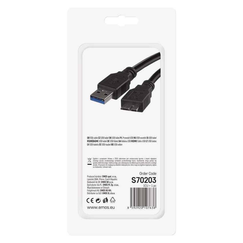 Įkrovimo ir prijungimo duomenų kabelis USB-A 3.0 / mikro B, 1 m, juodas