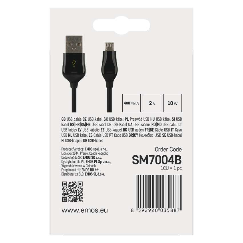 USB Kabel 2.0 A Stecker - Micro B Stecker 1m, schwarz, QC