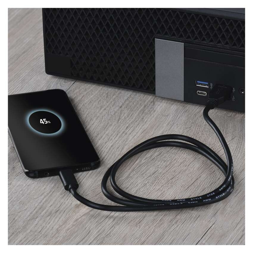 Greito įkrovimo ir duomenų kabelis USB-A 3.0 / USB-C 3.1, greitas įkrovimas, 1 m, juodas