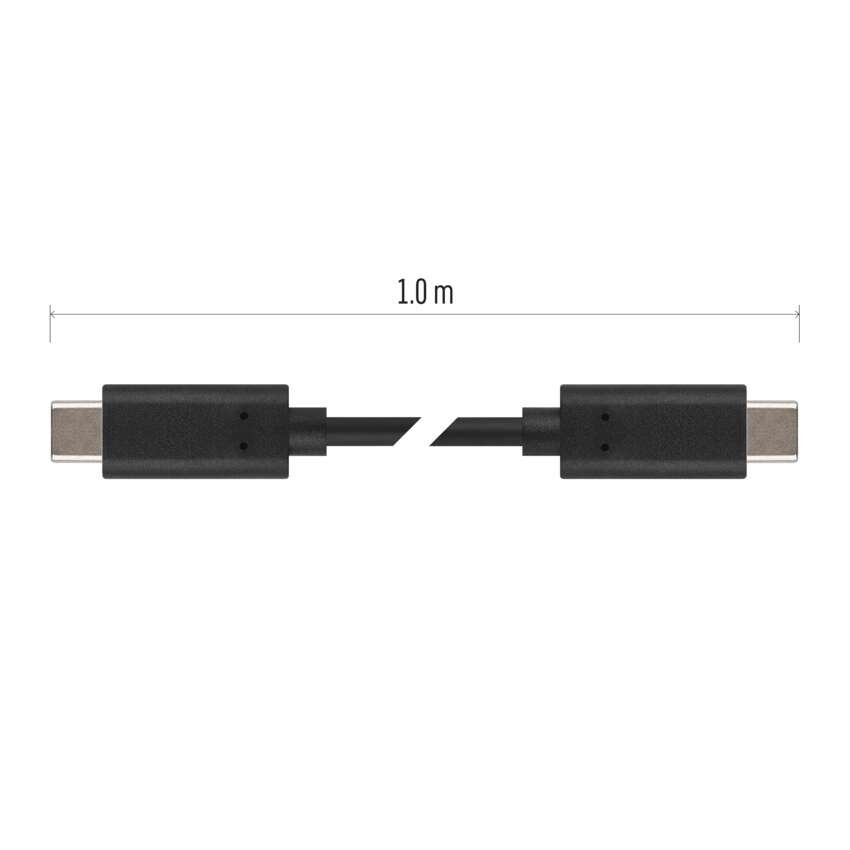 Įkrovimo ir duomenų perdavimo kabelis 2.0 USB-C / USB-C, 1 m, juodas