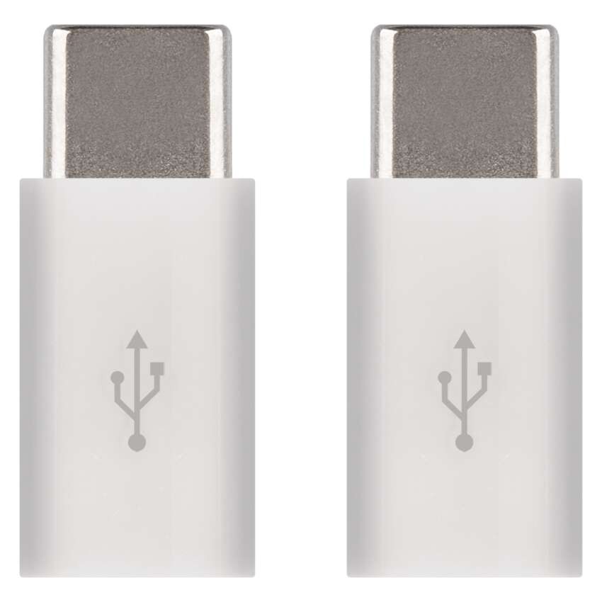 Adapter micro USB-B 2.0 / USB-C 2.0, fehér, 2db