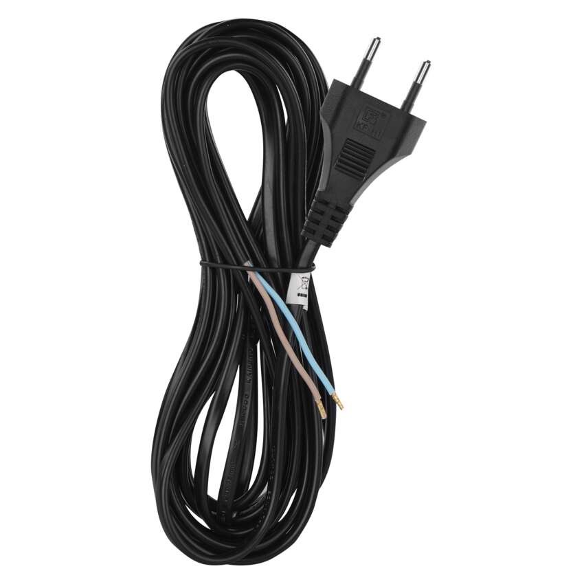 Netzkabel PVC 2x 0,75mm2, 5m, schwarz