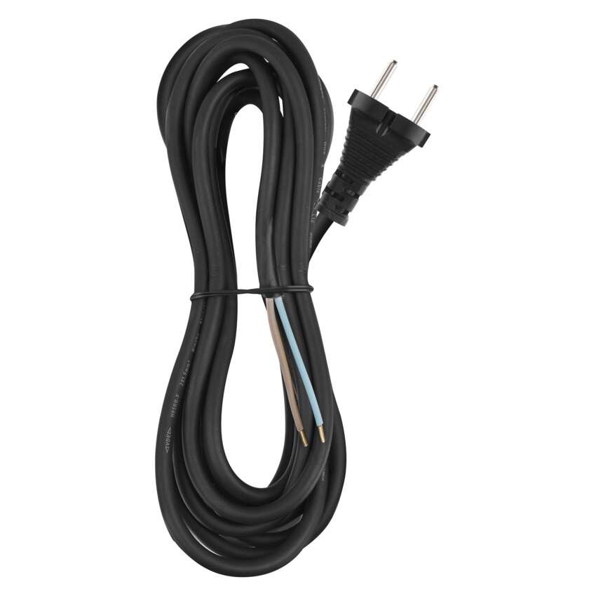 Netzkabel Gummi 2x 1,5mm2, 5m, schwarz