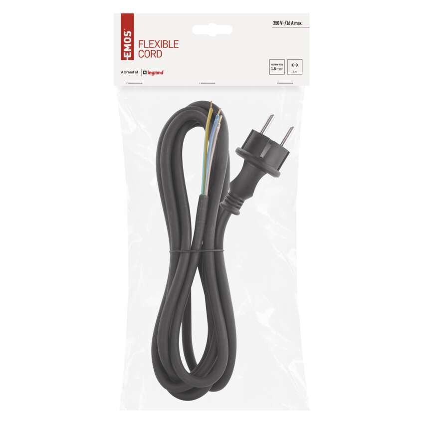 Flexoschnur Gummi/Neopren 3×1,5mm2, 3m, schwarz