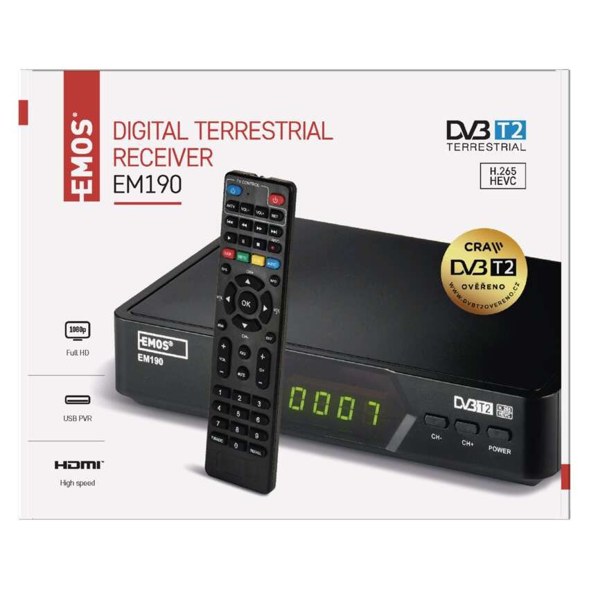 Set-top box EMOS EM190 HD HEVC H265 (DVB-T2)