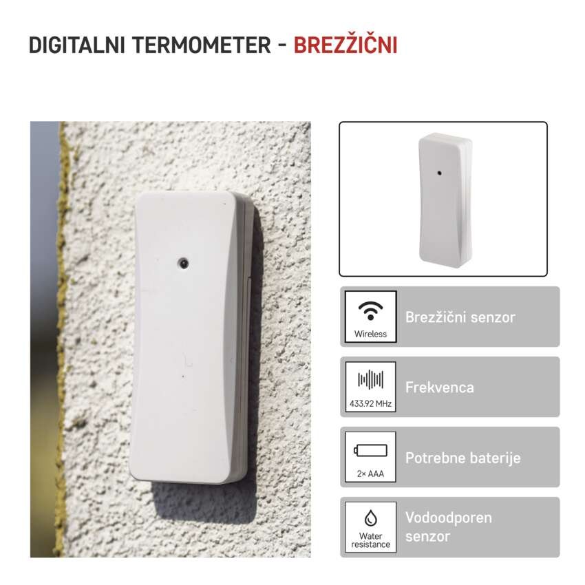 Digitalni termometer, brezžični senzor E0129