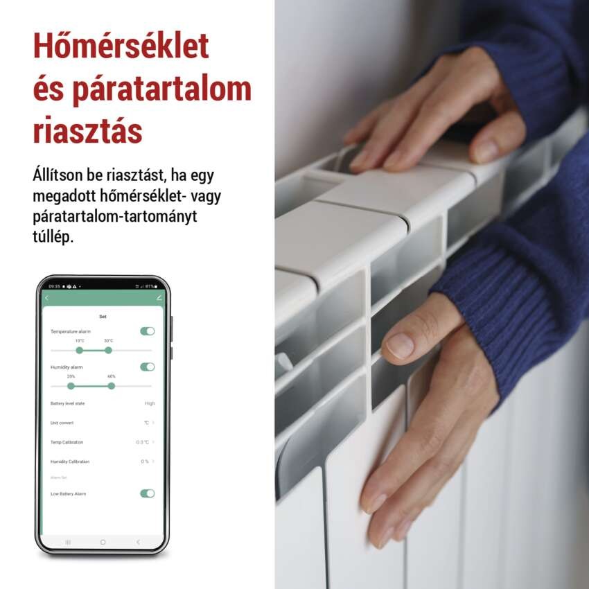GoSmart digitális vezeték nélküli hőmérő, páratartalom-mérővel, dátum, ZigBee EGS0101