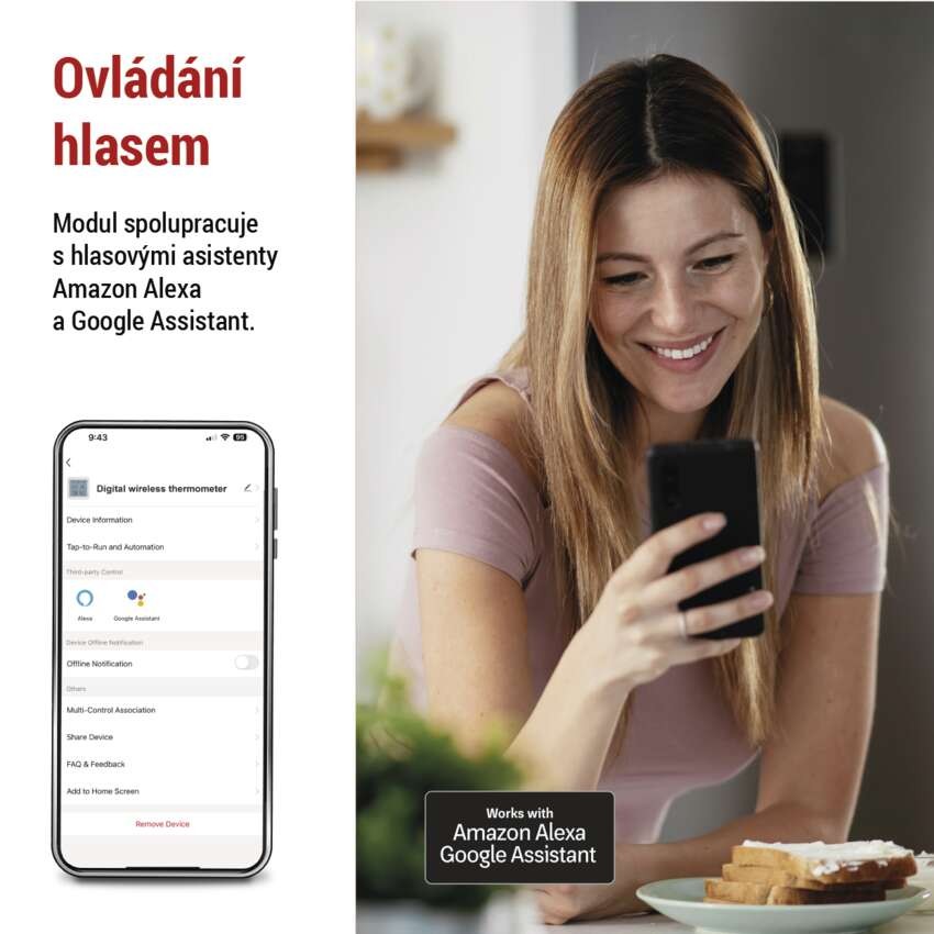 GoSmart Digitální teploměr s vhlkoměrem, bezdrátové čidlo, datum, ZigBee EGS0101