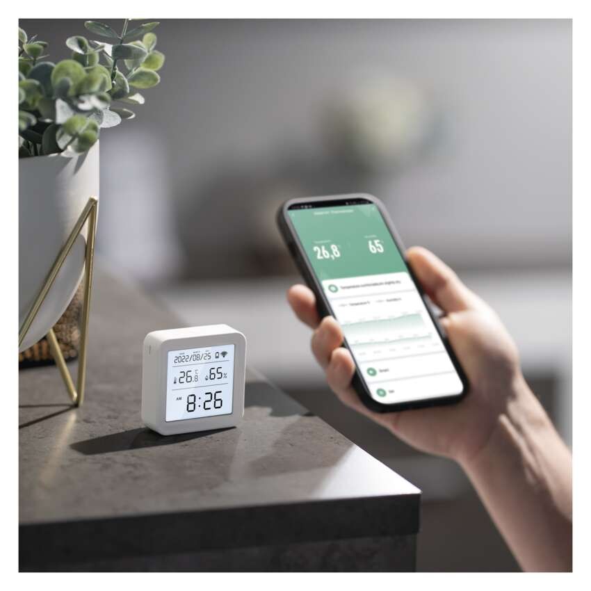 GoSmart Digitales Thermometer mit Hygrometer, Funk-Sensor, Datum, ZigBee EGS0101