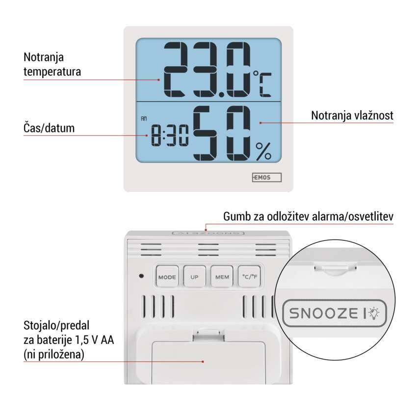 Termometer s prikazom vlage E0114N