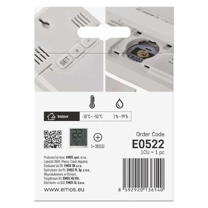 Digitales Thermometer mit Hygrometer, Funk-Sensor, Datum E0522