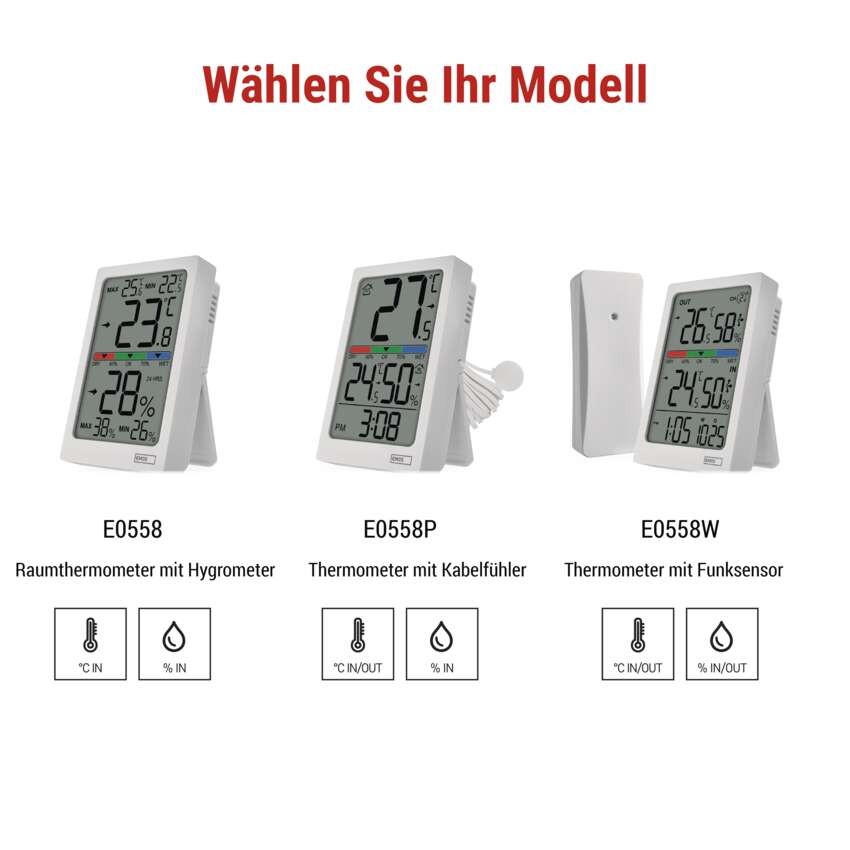 Digitales Innenraum-Thermometer mit Hygrometer E0558
