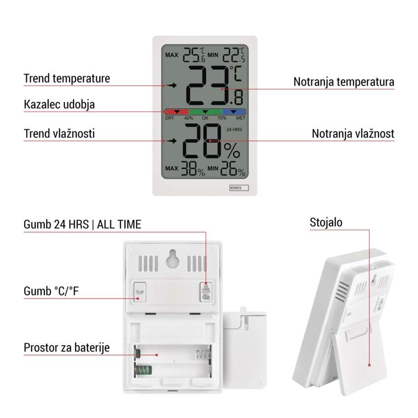 Digitalni notranji termometer s hidrometrom E0558