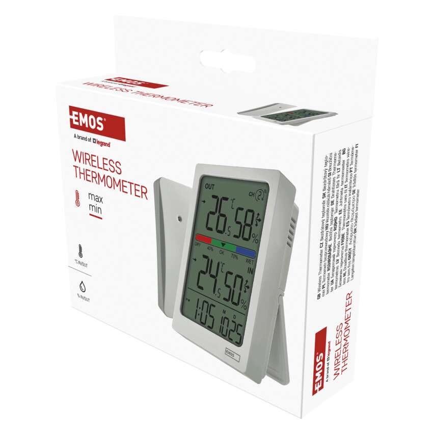 Digitalni termometer s hidrometrom, brezžični senzor, budilka, datum E0558W