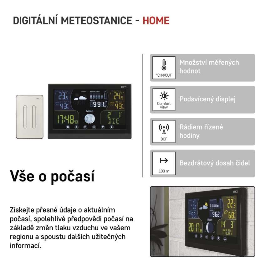 Domácí bezdrátová meteostanice E6018