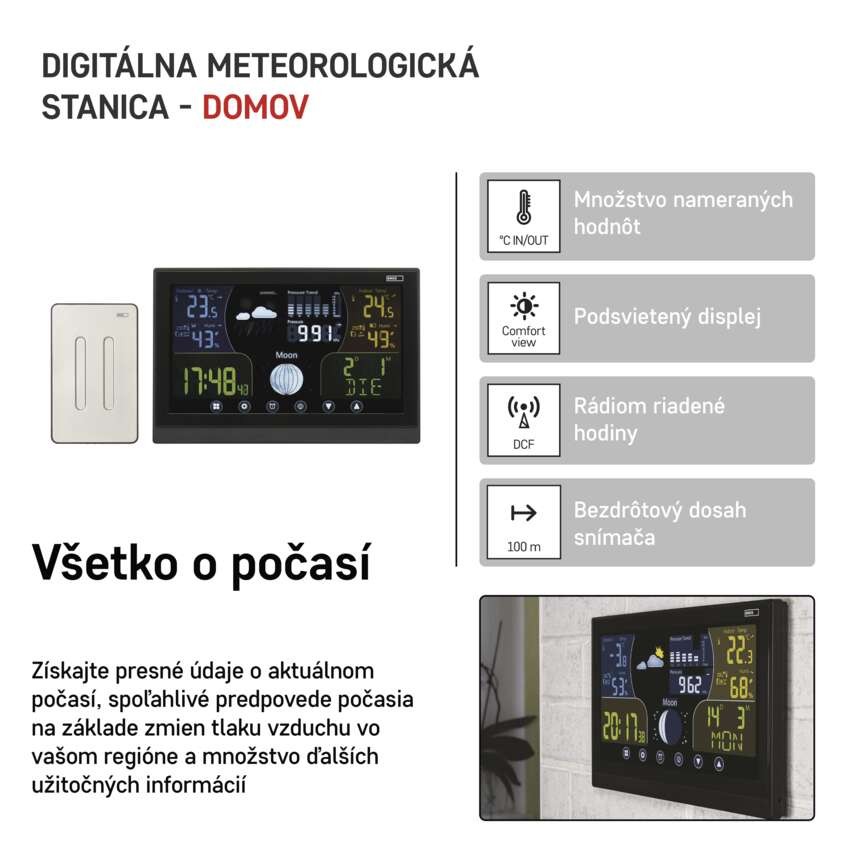 Domáca bezdrôtová meteostanica E6018