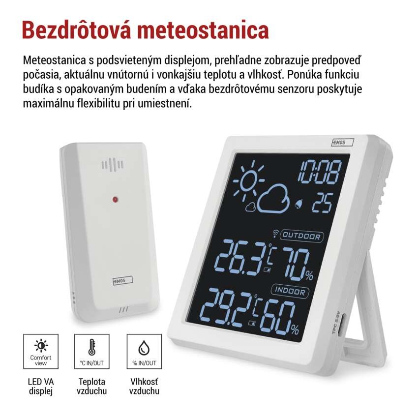 Domáca bezdrôtová meteostanica E8647W