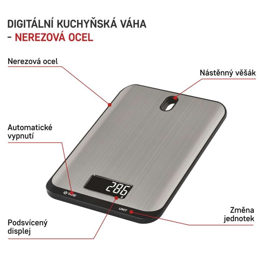 Digitální kuchyňská váha EV026, stříbrná