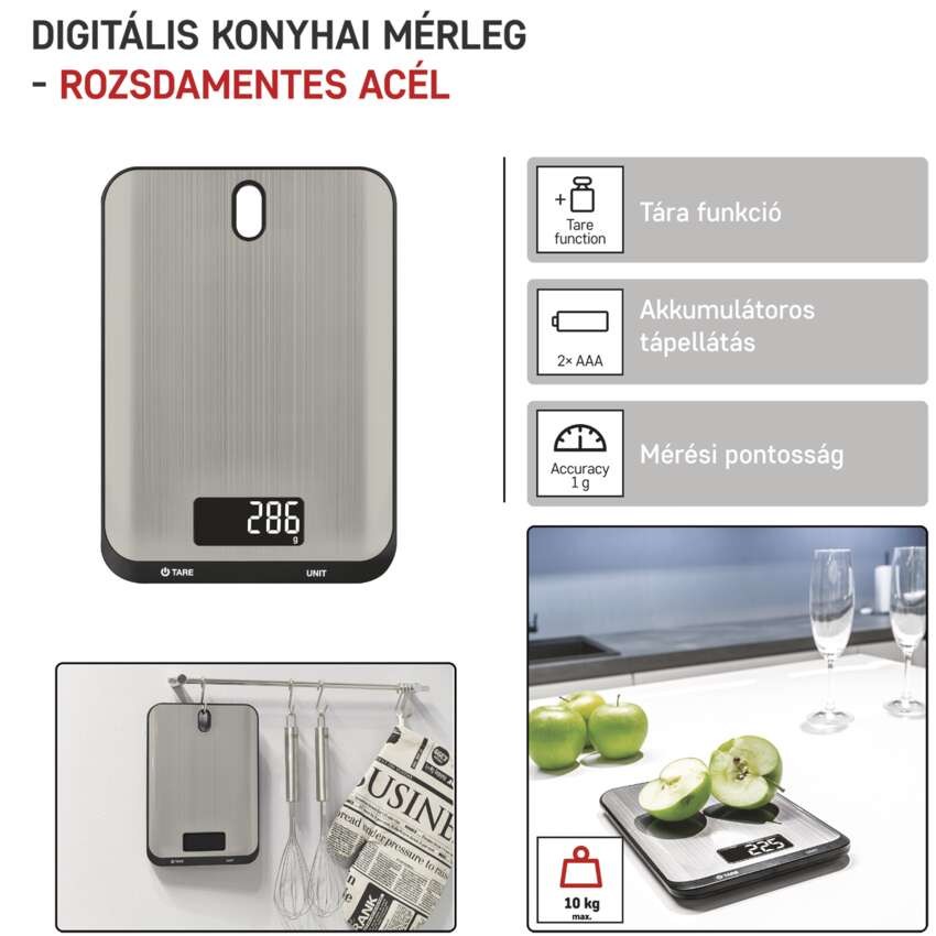 Digitální kuchyňská váha EV026, stříbrná