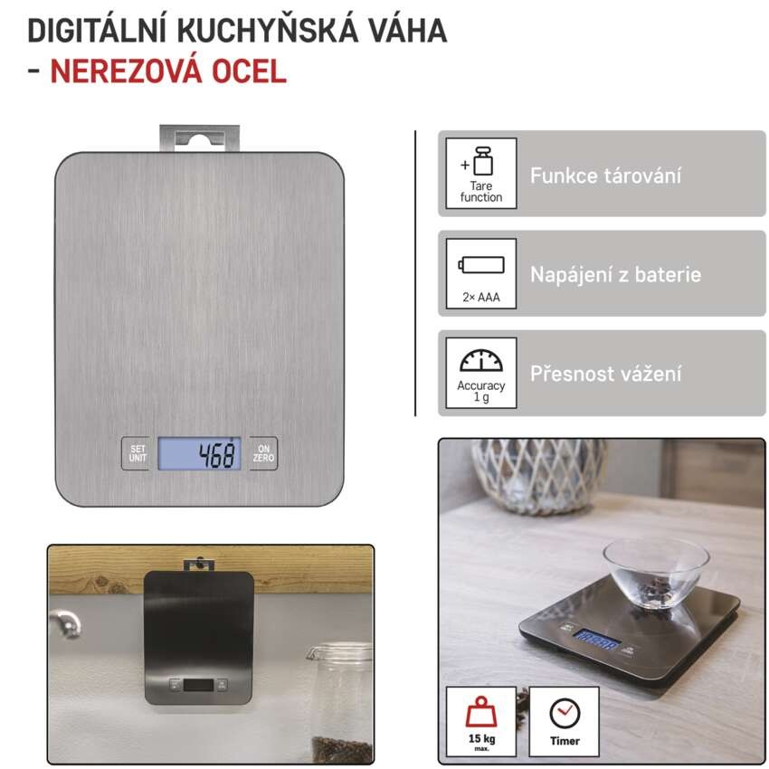 Digitální kuchyňská váha EV023, stříbrná