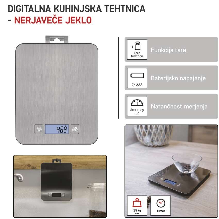 Digitální kuchyňská váha EV023, stříbrná