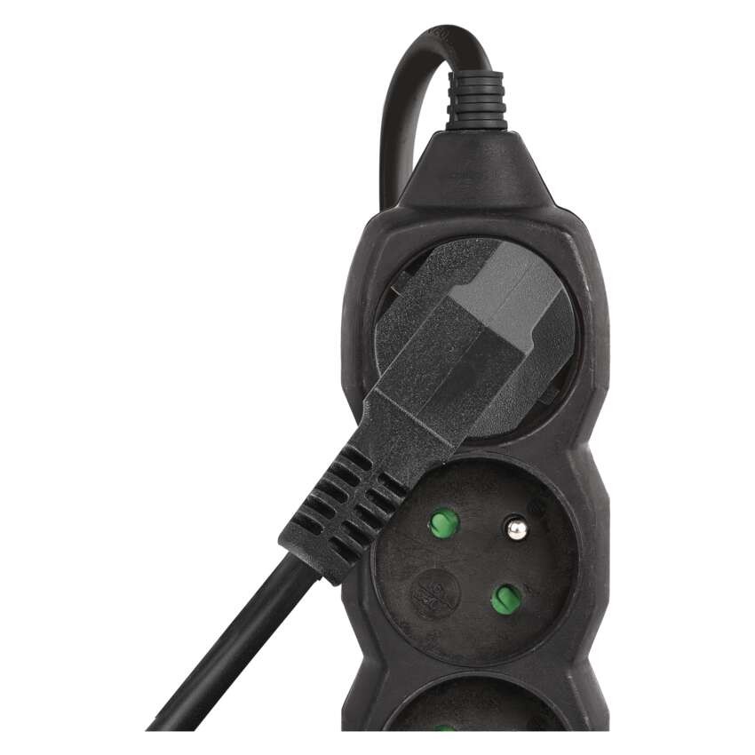 Prodlužovací kabel 5 m / 3 zásuvky / černý / PVC / 1 mm2