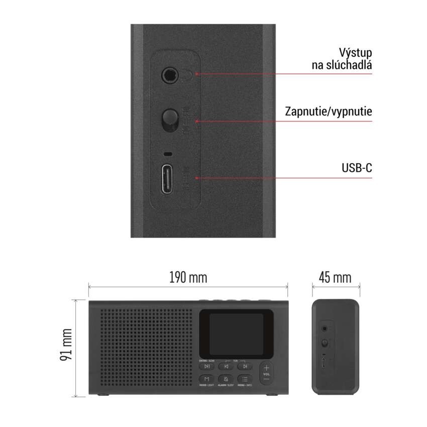 Prenosné rádio s Bluetooth, DAB / DAB+ / FM, čierne