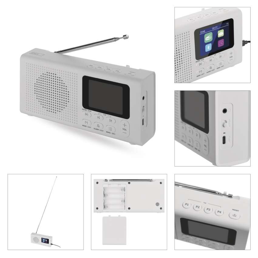Tragbares Radio mit Bluetooth, DAB / DAB+ / FM, weiß