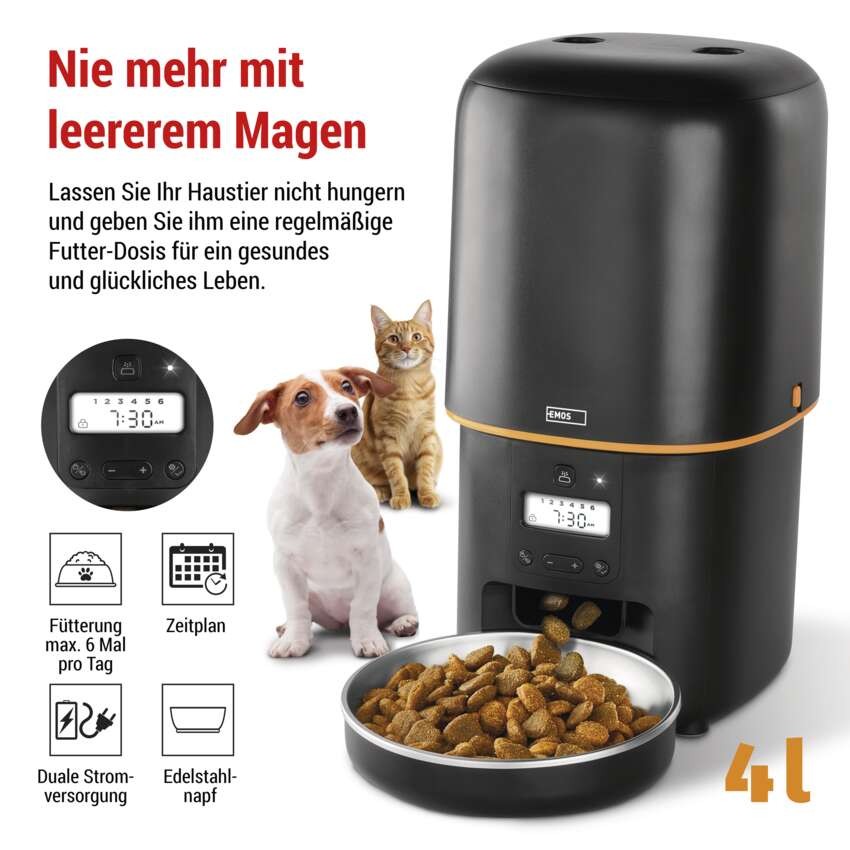 Pet Care Futterspender, 4 l, schwarz