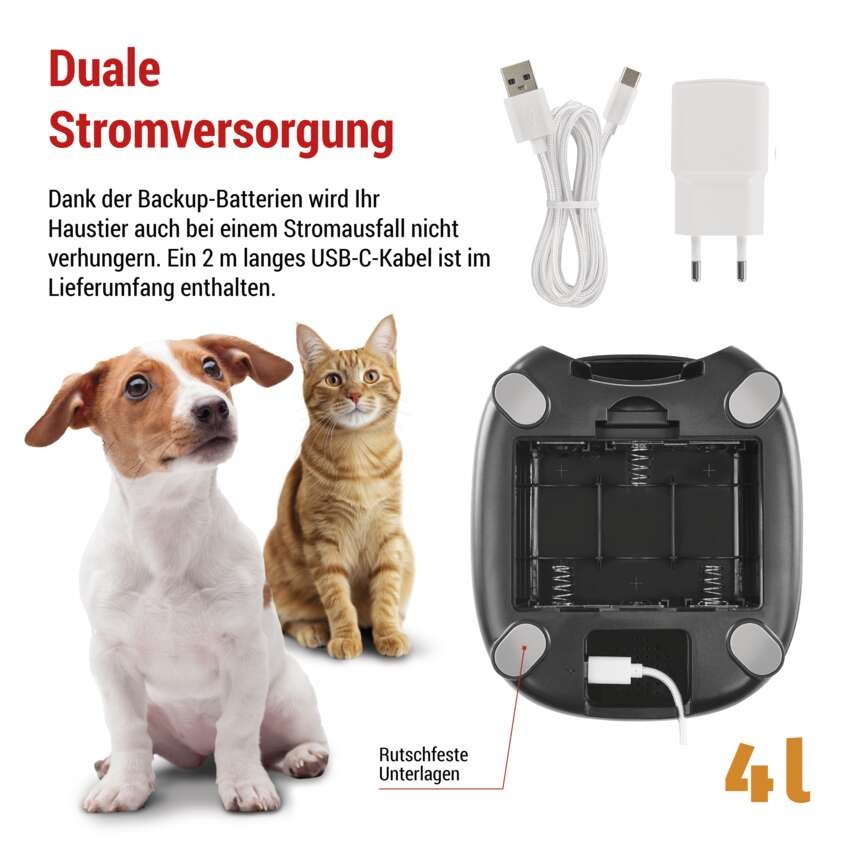Pet Care Futterspender, 4 l, schwarz