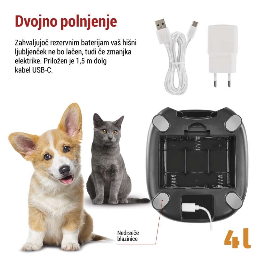 GoSmart dozirnik hrane za hišne živali Pet Care 4 l, črn, Wi-Fi