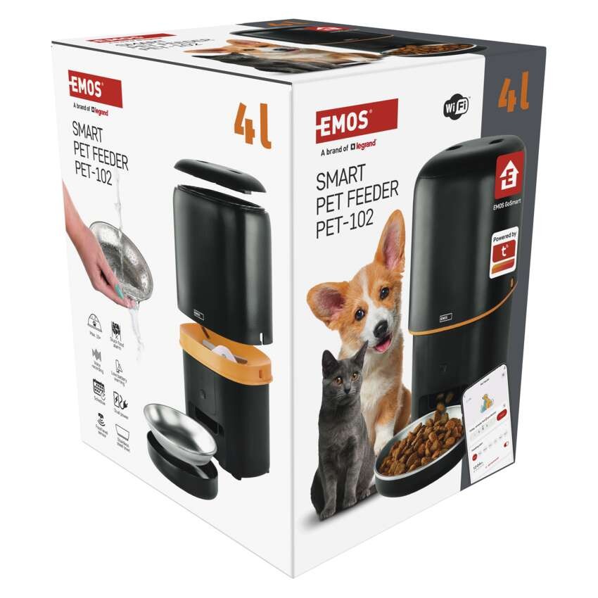 GoSmart dozirnik hrane za hišne živali Pet Care 4 l, črn, Wi-Fi