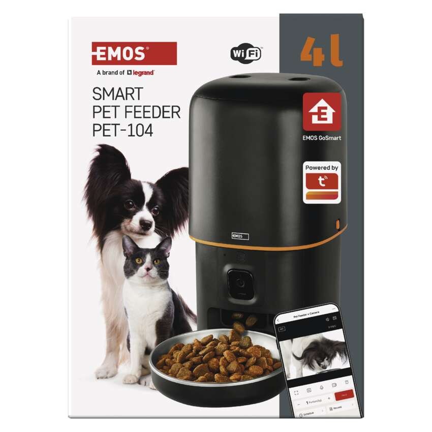 GoSmart dozirnik hrane za hišne živali Pet Care s kamero, 4 l, črn, Wi-Fi